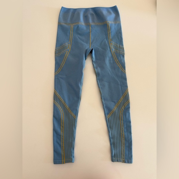 Fabletics Blue Leggings with Yellow Accents - Picture 5 of 9